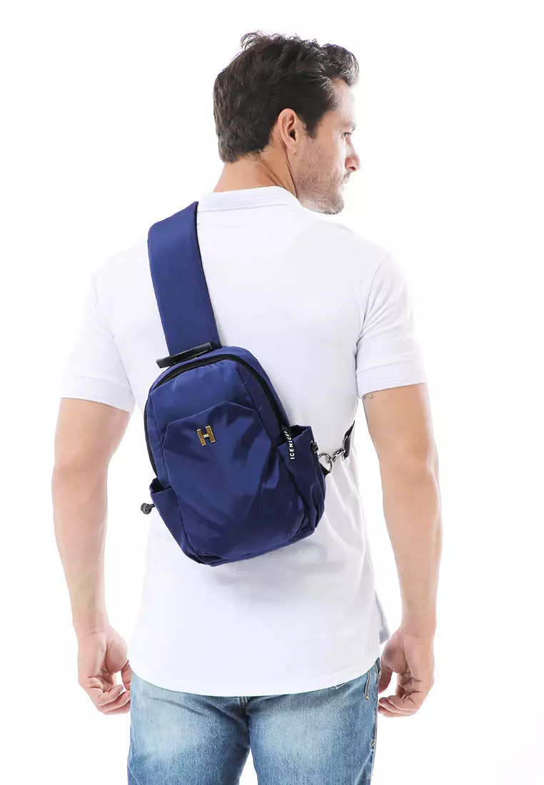 Roger Tas Selempang Pria Shoulder Bag Water Resistant Large Compartment Material Nylon ORIGINAL - Blue