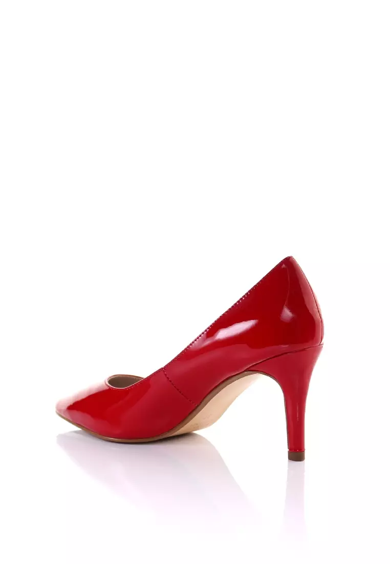 Red patent leather peep toe pumps outlet