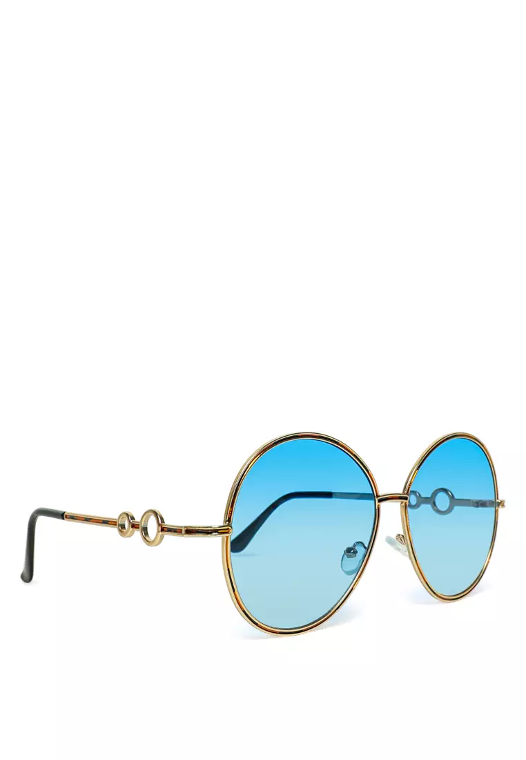 Blue Oversized Full Rim Oval Sunglasses