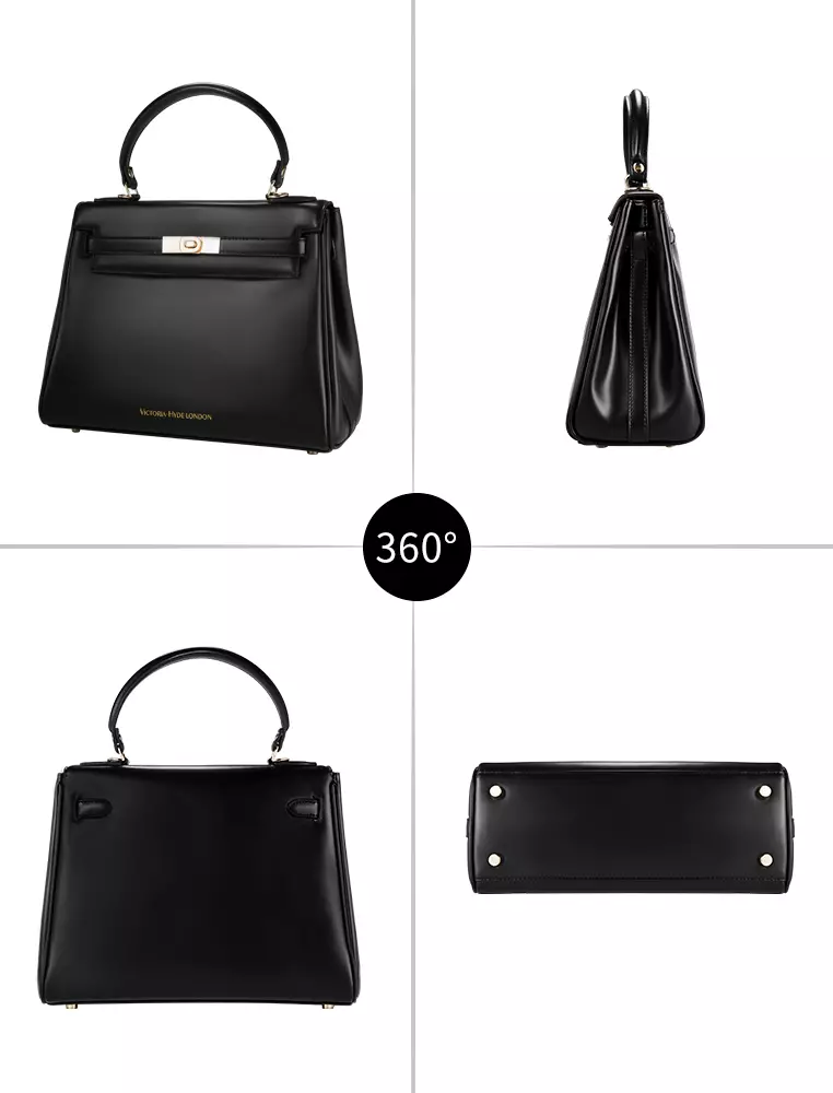 Victoria女士顶级手提包-黑色包 带金色五金件