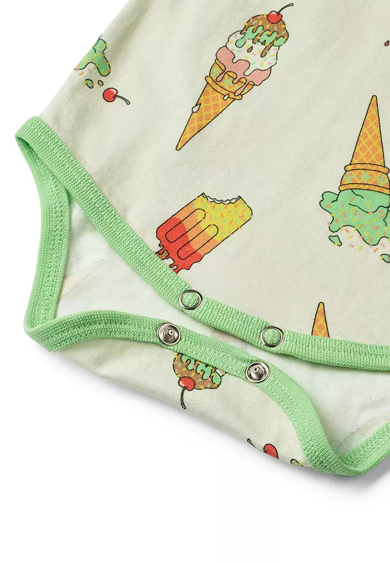Short-sleeved baby body with ice cream