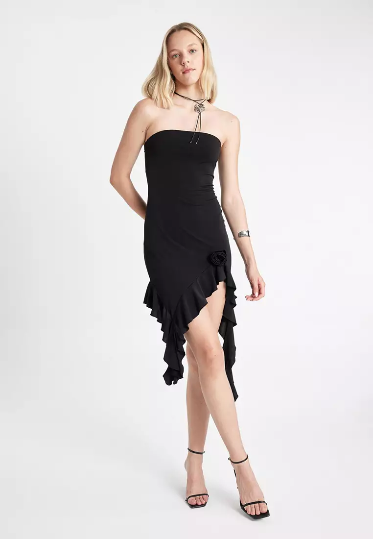 DeFacto Floral Asymmetrical Mini Dress