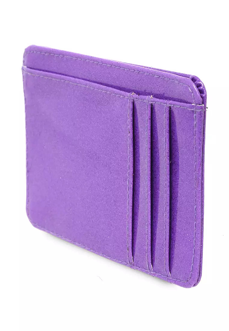 Card Holder Motif Glitter Dompet Wanita Detail 4 Slot Kartu - Purple