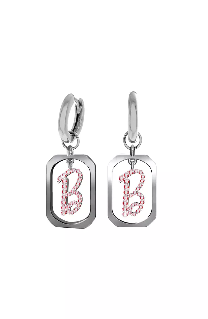 Barbie™ x Celovis 限量版经典B吊坠耳环（银色）