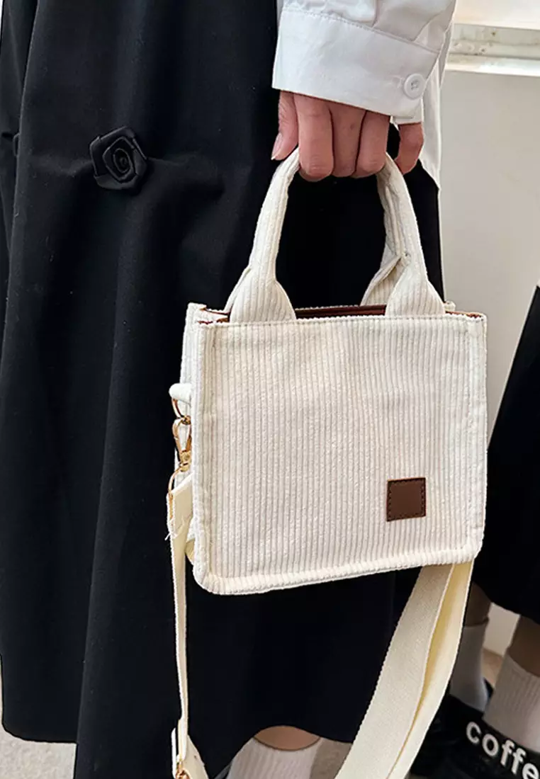 Wakakids Tas Selempang Wanita Sling Bag Kotak Corduroy Hand Bag Venrc Coklat Tua