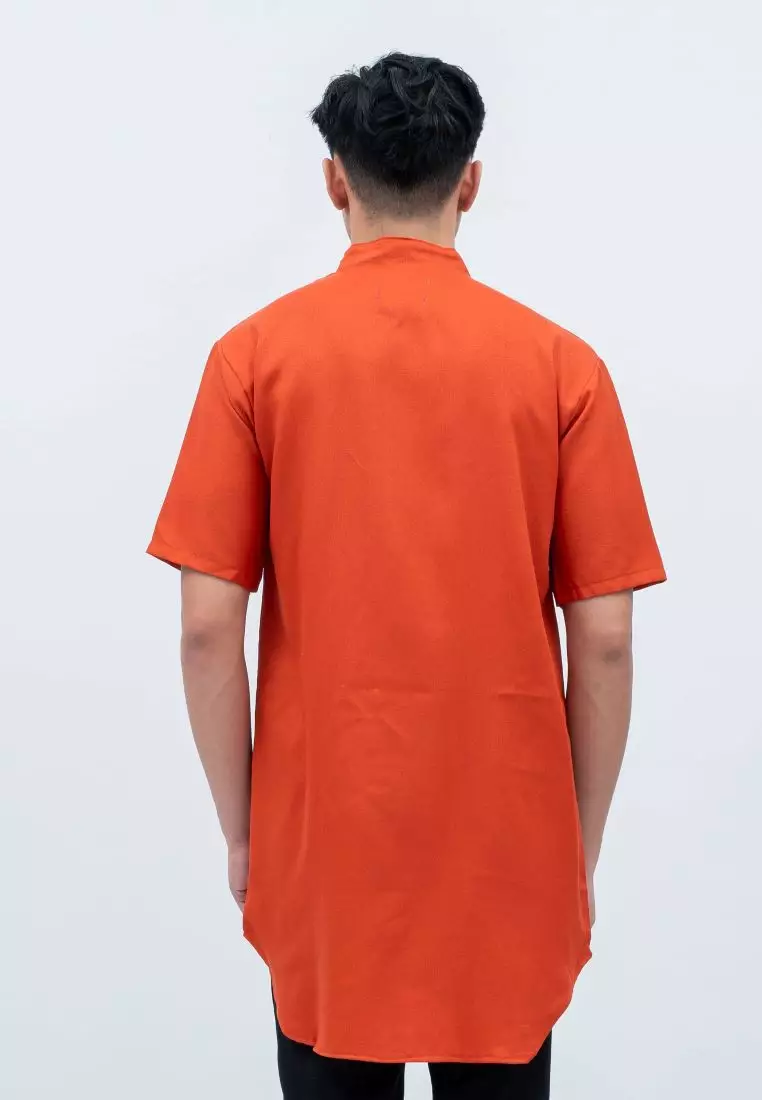 Baju Koko Kurta Pakistan Lengan Pendek Muslim Gamis Pria Houseofcuff A - Terracotta