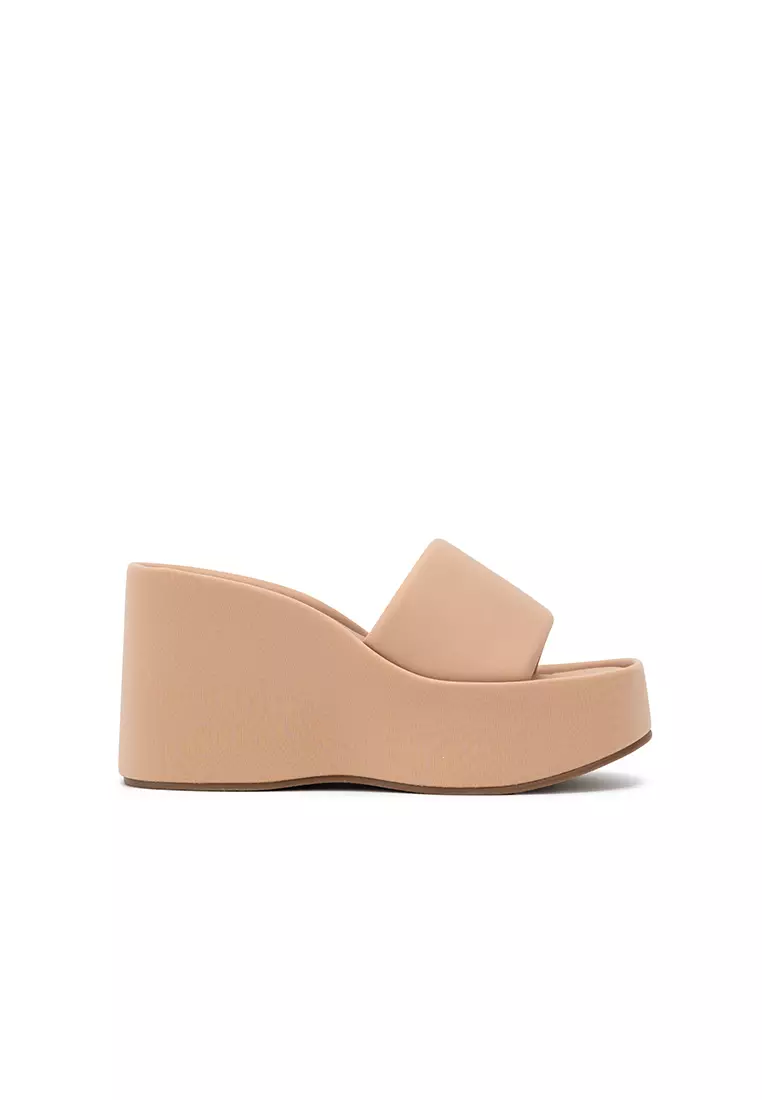 Discount on Nose  shoes - SKU: TEXTILE PLATFORM WEDGE HEEL SLIDE
