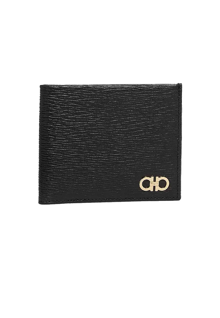 Ferragamo Gancini Men's Leather Bifold Wallet Black 685950
