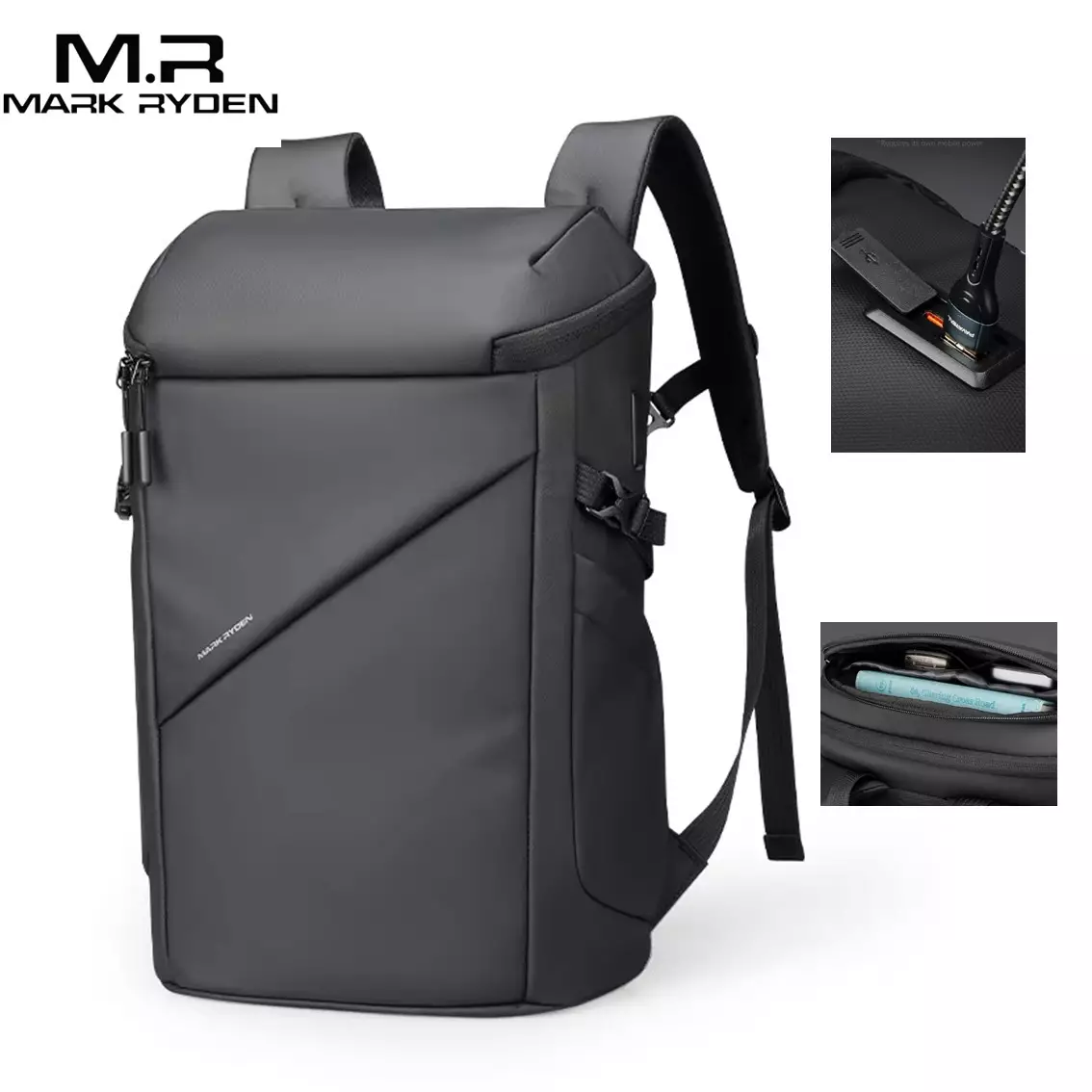 Mark Ryden MR6886 Tas Ransel Laptop Kerja Backpack Pria USB 15.6 Inch - BLACK