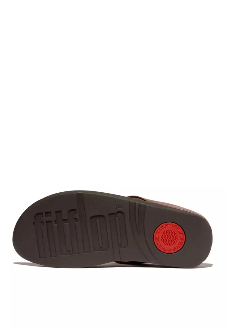 FitFlop FINO Resin-Hoop Leather Toe-Post Sandals - Rich Brown (IB8-864)