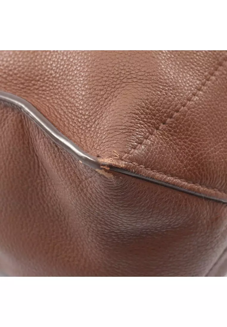 Pre-Loved MIU MIU Shoulder bag tote bag leather Brown