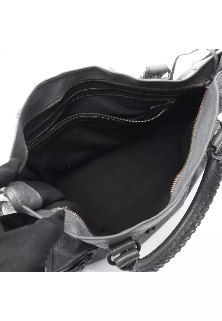 Pre-Loved BALENCIAGA city Medium Handbag leather gray 2WAY