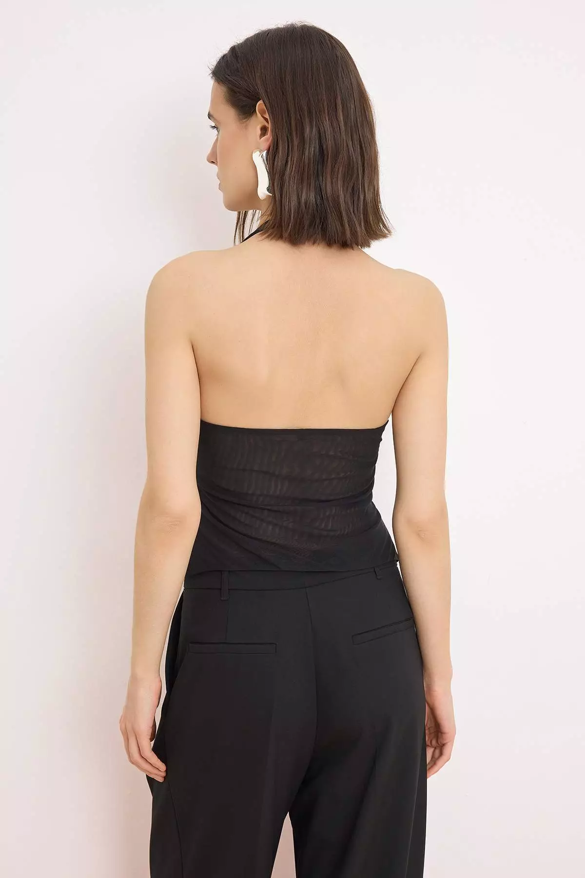 Black Agraf Closure Satin Woven Stylish Bustier Tprss26Bs12