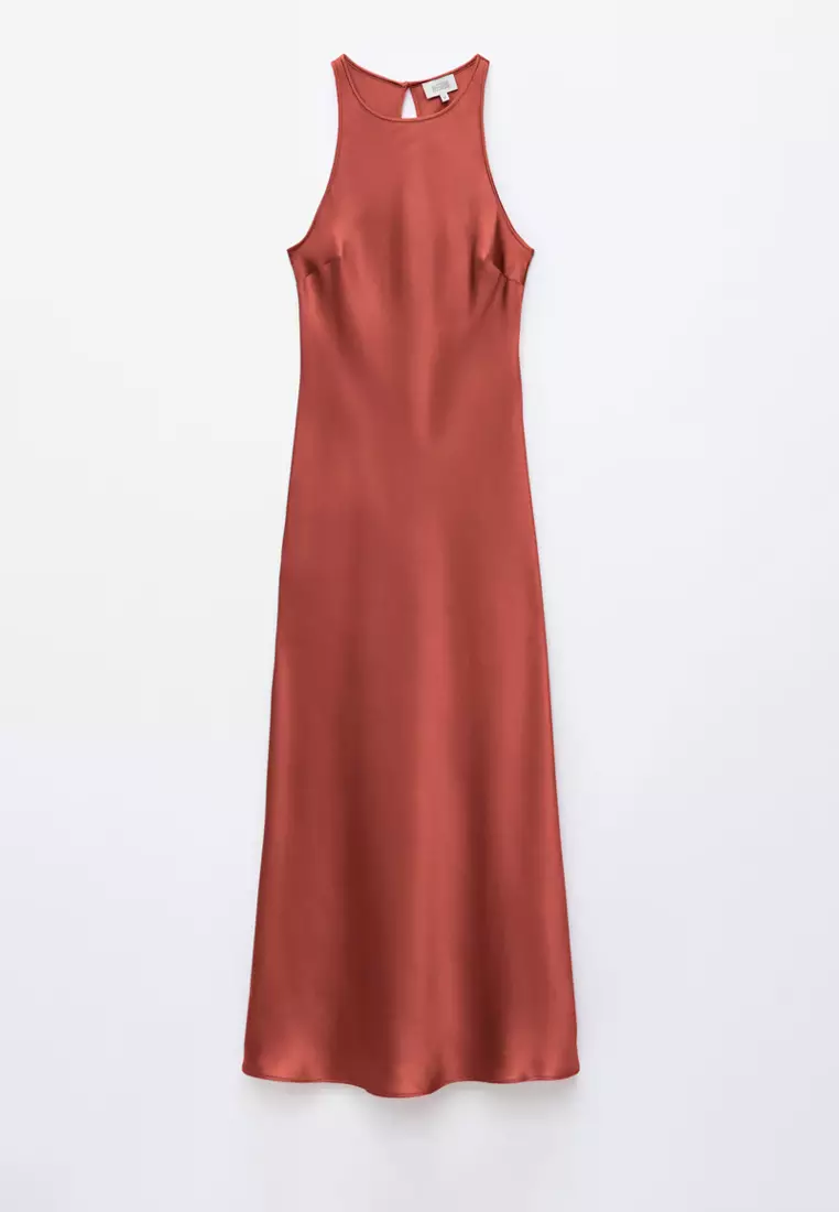 Sleeveless Satin Midi Dress