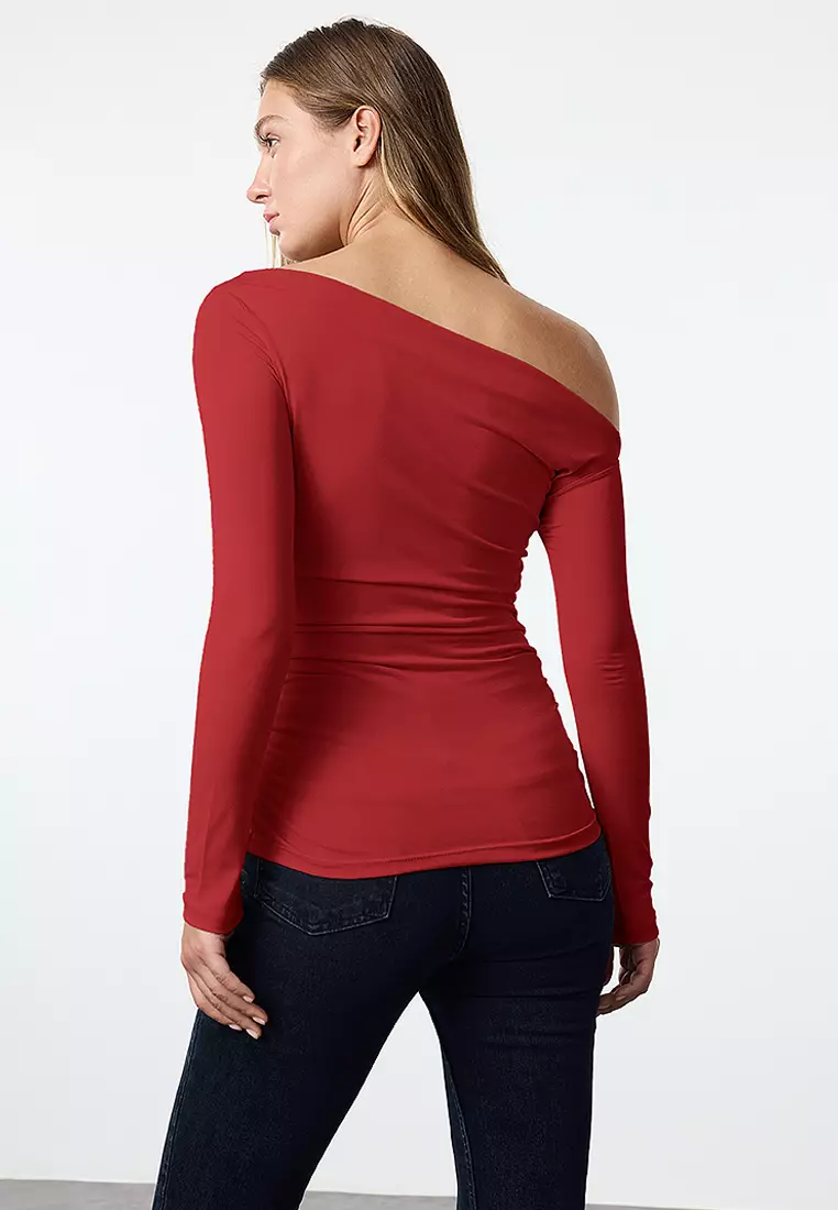 Drape Detailed Long Sleeve Blouse