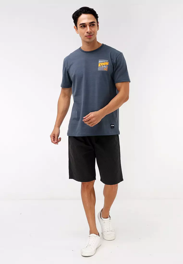 Round Neck Streaky Short Sleeves T-Shirt