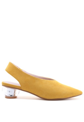 PRODUIT PARFAIT yellow Clear Heel Pointed Toe Suede Pumps 2FD01SH5218E7AGS_1