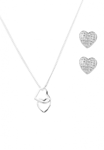 Fleur Jewelry silver Sterling Silver Cœur Dancing Heart Necklace and Earrings Set 7E218ACE81257CGS_1