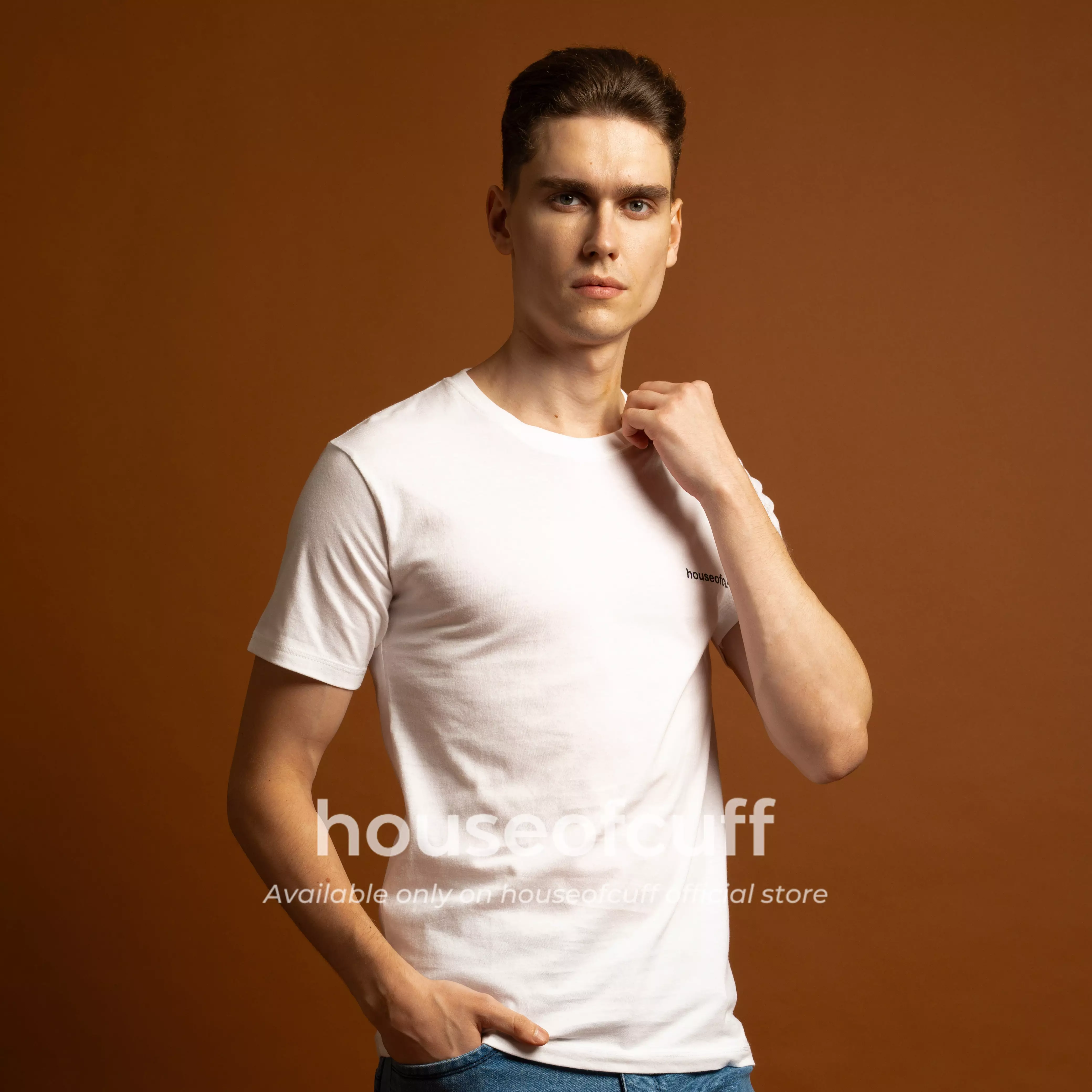 Houseofcuff Kaos Lengan Pendek Katun Kombed 30s Garuda Merah Putih - Putih