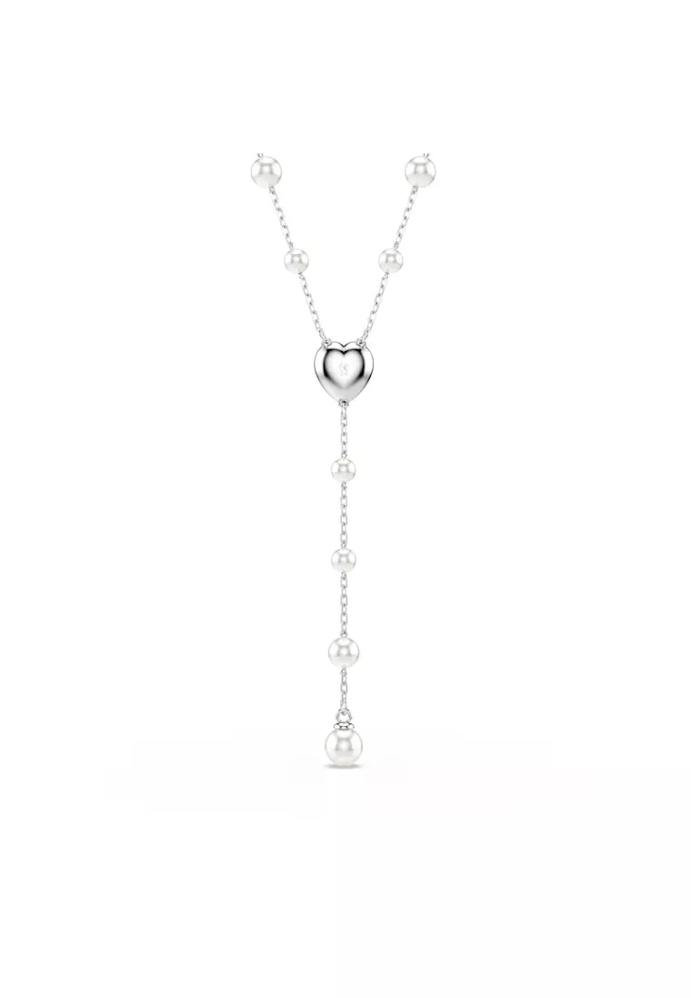 Ariana Grande x Swarovski Y necklace, Mixed cuts, Heart, White, Rhodium plated
