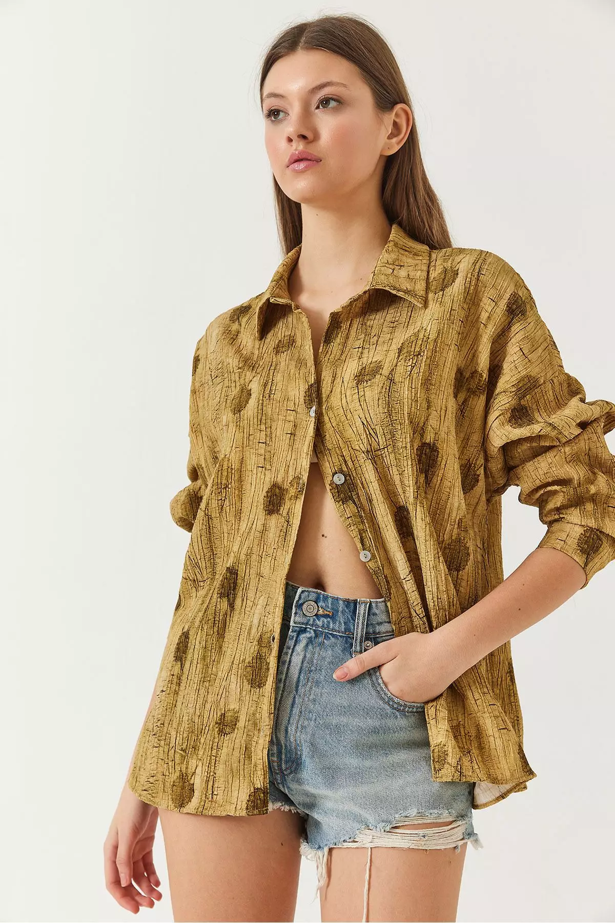 Women's Off Shoulder Print Oversize Shirt 60398 60271063