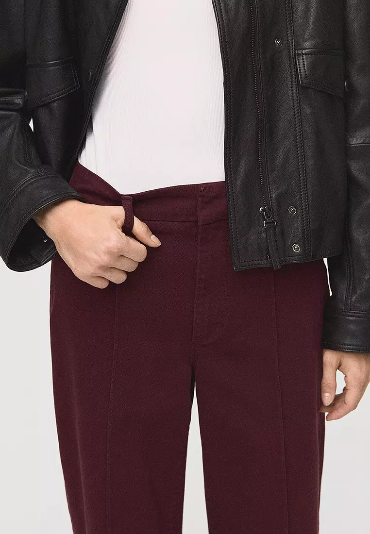 High-Waisted Wide-Leg Jeans With Stitching
