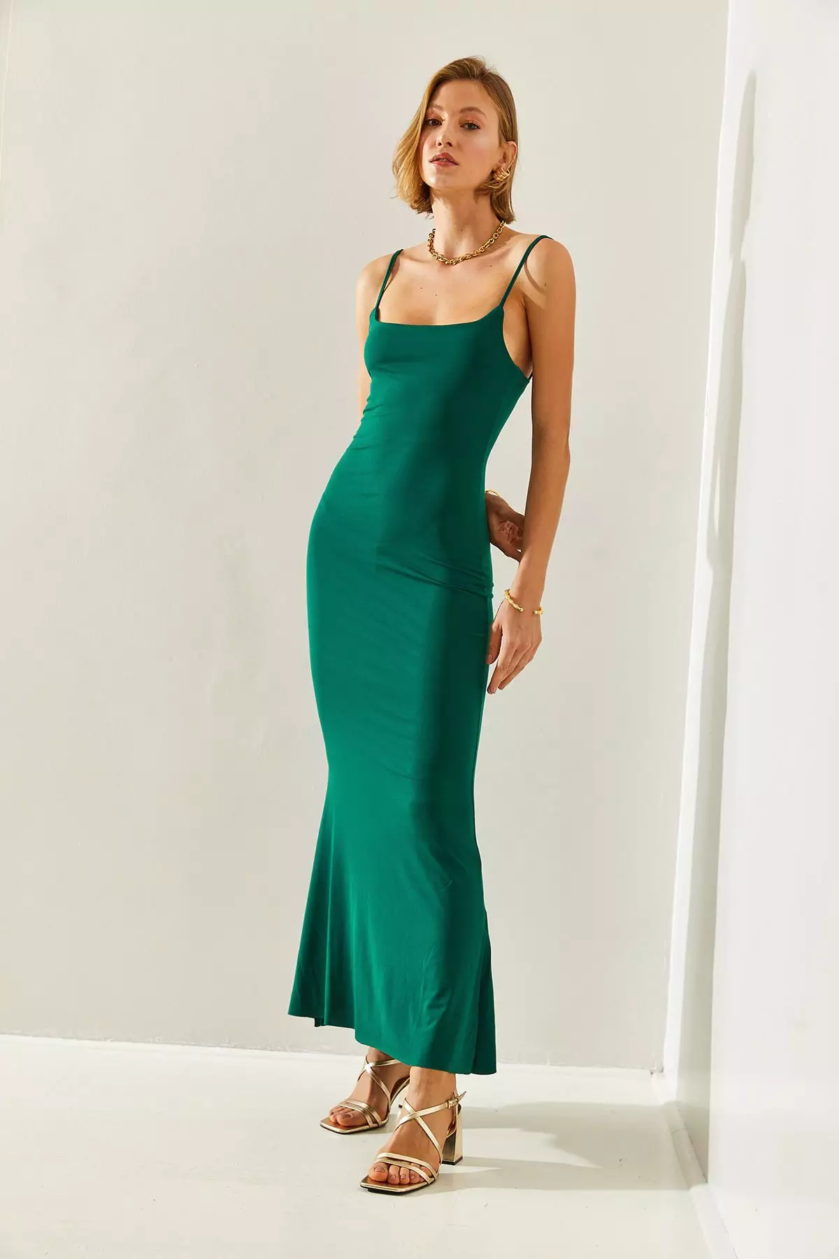 Women's Midi Length Thin Strap Lycra 283 Dress 60251428