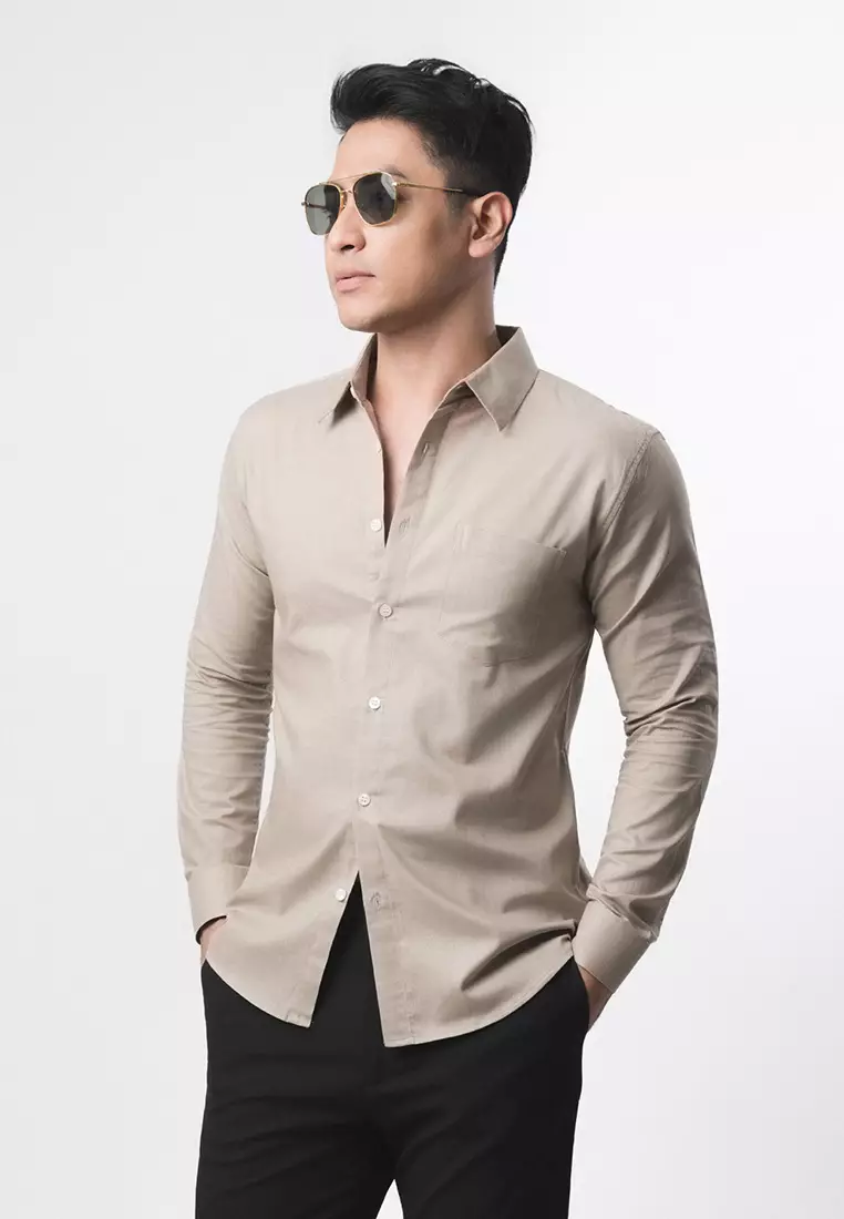 Beige Rami Linen Shirt LS
