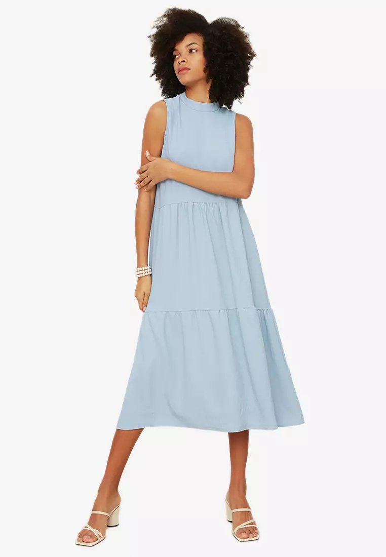 Tier Wide Cut Midi Dress