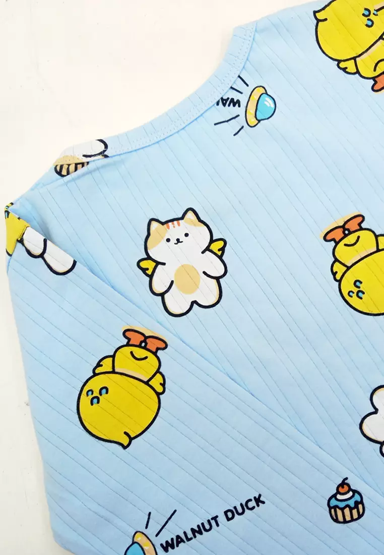 Wakakids Setelan Baju Anak Laki Laki dan Perempuan Lengan Panjang Piyama One Set Bahan Cotton Organik Motif Duck Full Printing Venrc 4390