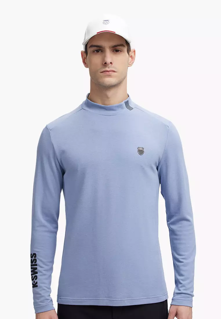 MEN'S K-SWISS LOGO STAND COLLAR LONG SLEEVES T-SHIRT