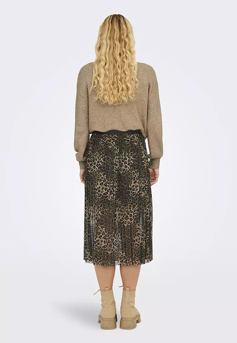 Pleat Mesh Jersey Skirt