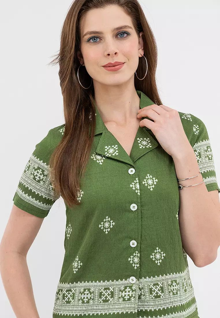 Alma Cenefa Print Button Down Filipiniana Shirt