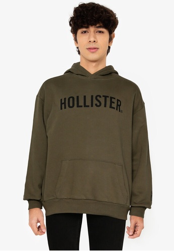 Hollister green Bold Print Logo Pullover Hoodie E4015AA7112BAAGS_1