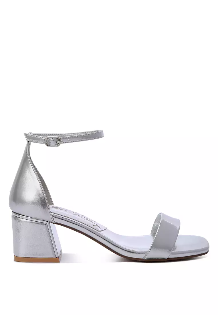 Discount on London Rag  shoes - SKU: Metallic Block Heel Sandals in Silver