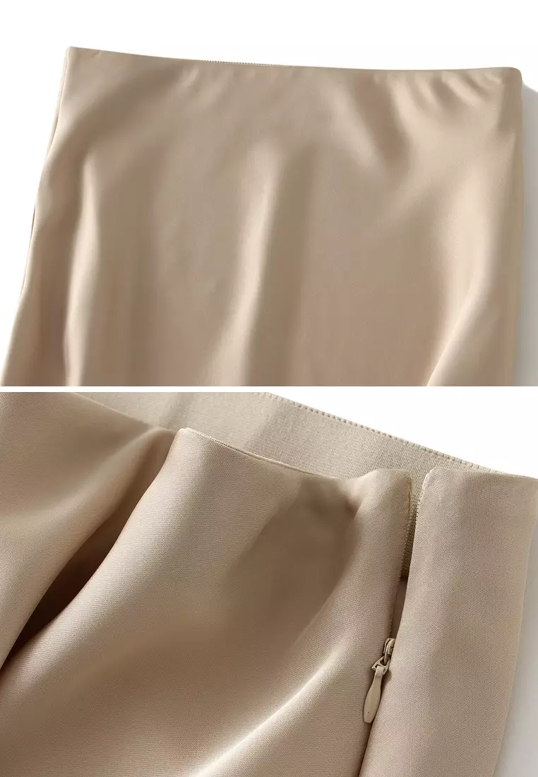 Draped Satin Fishtail Skirt‌ AF9902