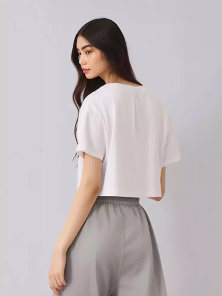 LTE46 crop top OLC kaos oversize anime evil laugh wanita putih