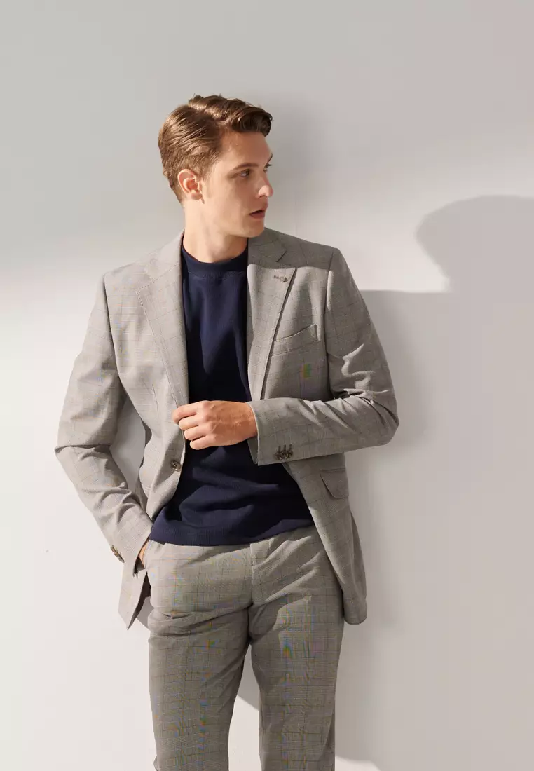 Grey Wales Check Slim Suit