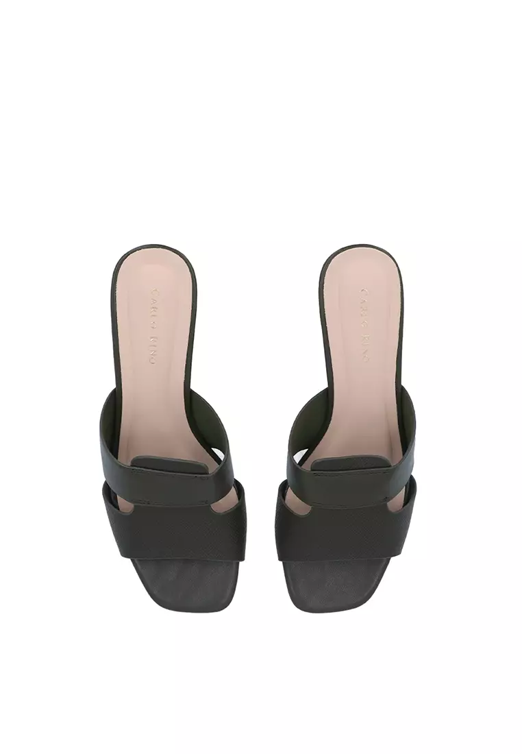 Dark Green Everyday Step Heeled Sandals