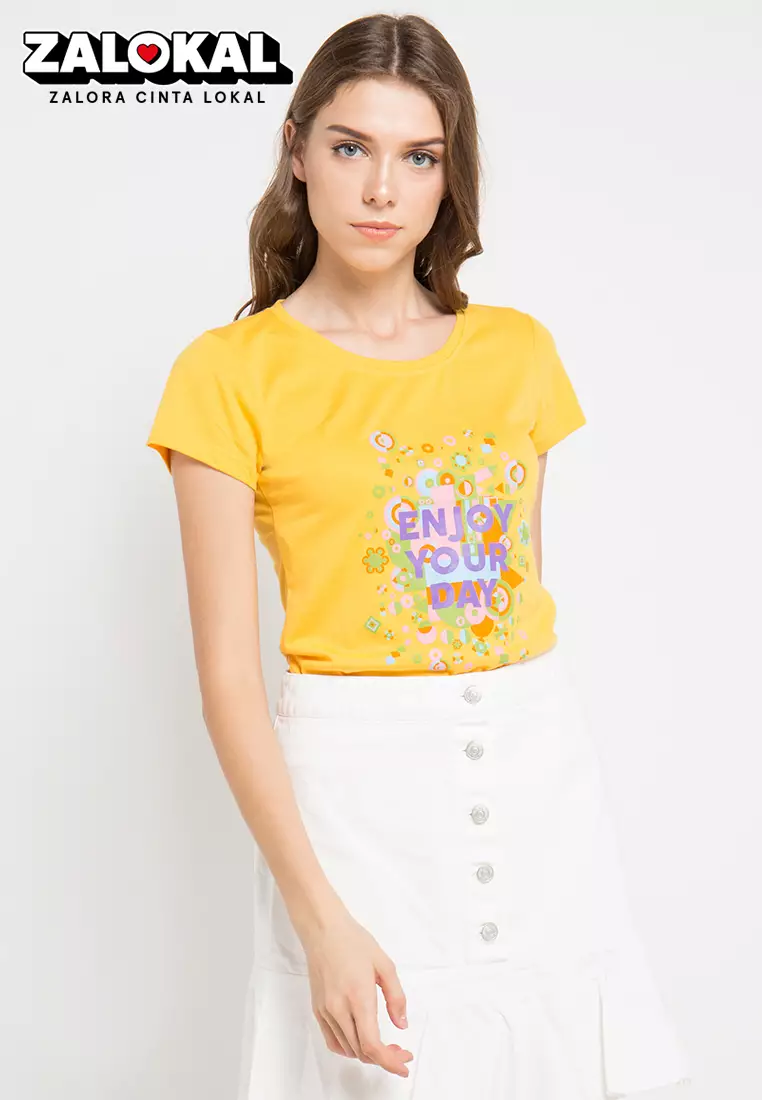 Print Enjoy Your Day short sleeve Tshirt