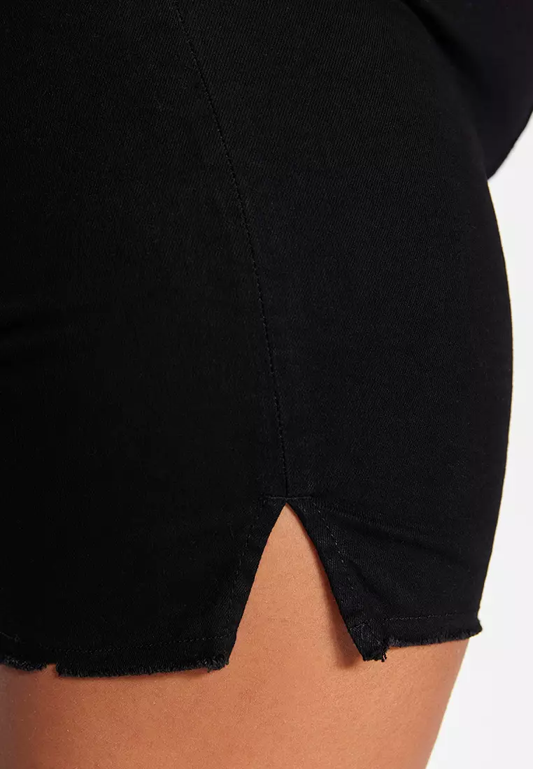 Plus Size High Waist Skinny Denim Shorts