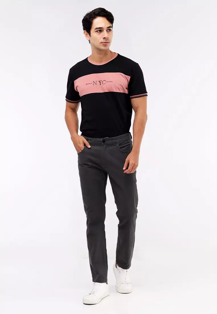 Colored Long Pants Slim Tapered Stretch
