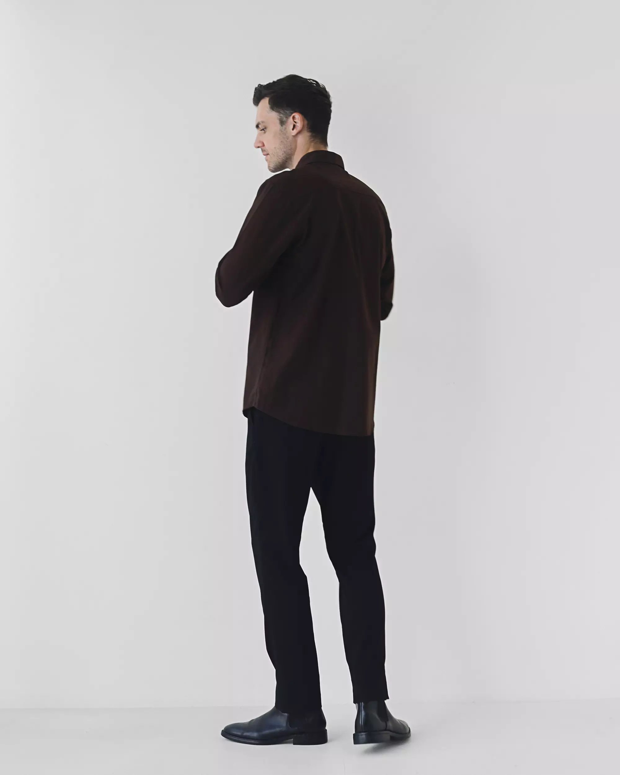 Cotton Well Marc Long Sleeve Oxford Shirt Chocolate | Kemeja Pria Lengan Panjang Basic Polos Coklat Tua