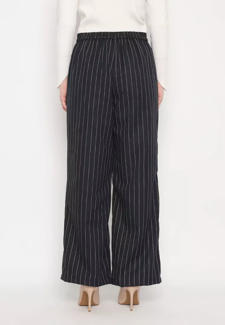 Sripe Long Cullot Black By Brilliant Girl Warna HITAM