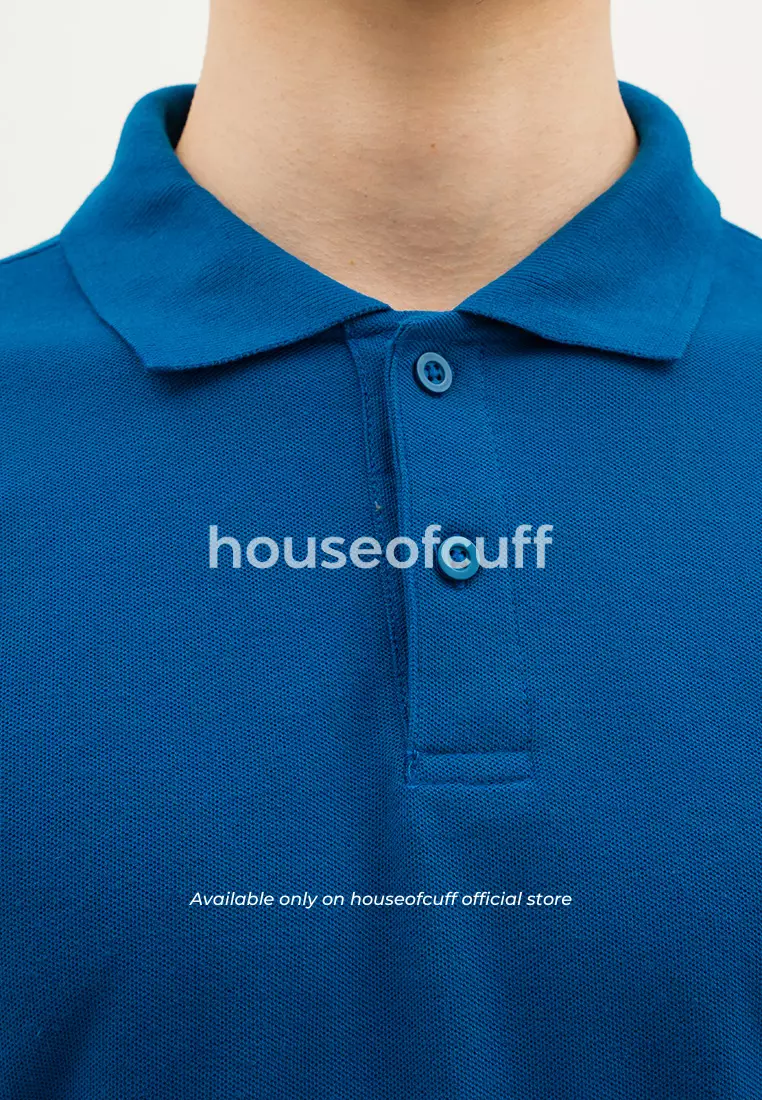 Houseofcuff polo shirt kaos kerah polo lengan panjang slim fit Biru