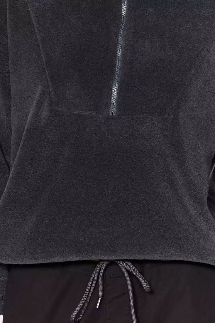 Zipper Detail Fleece Knitted Sweatshirt