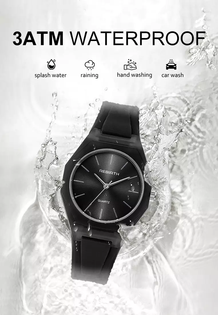 Jam Tangan Wanita Simple Analog Tali Silicone Anti Air Jam Tangan Cewek BLACK