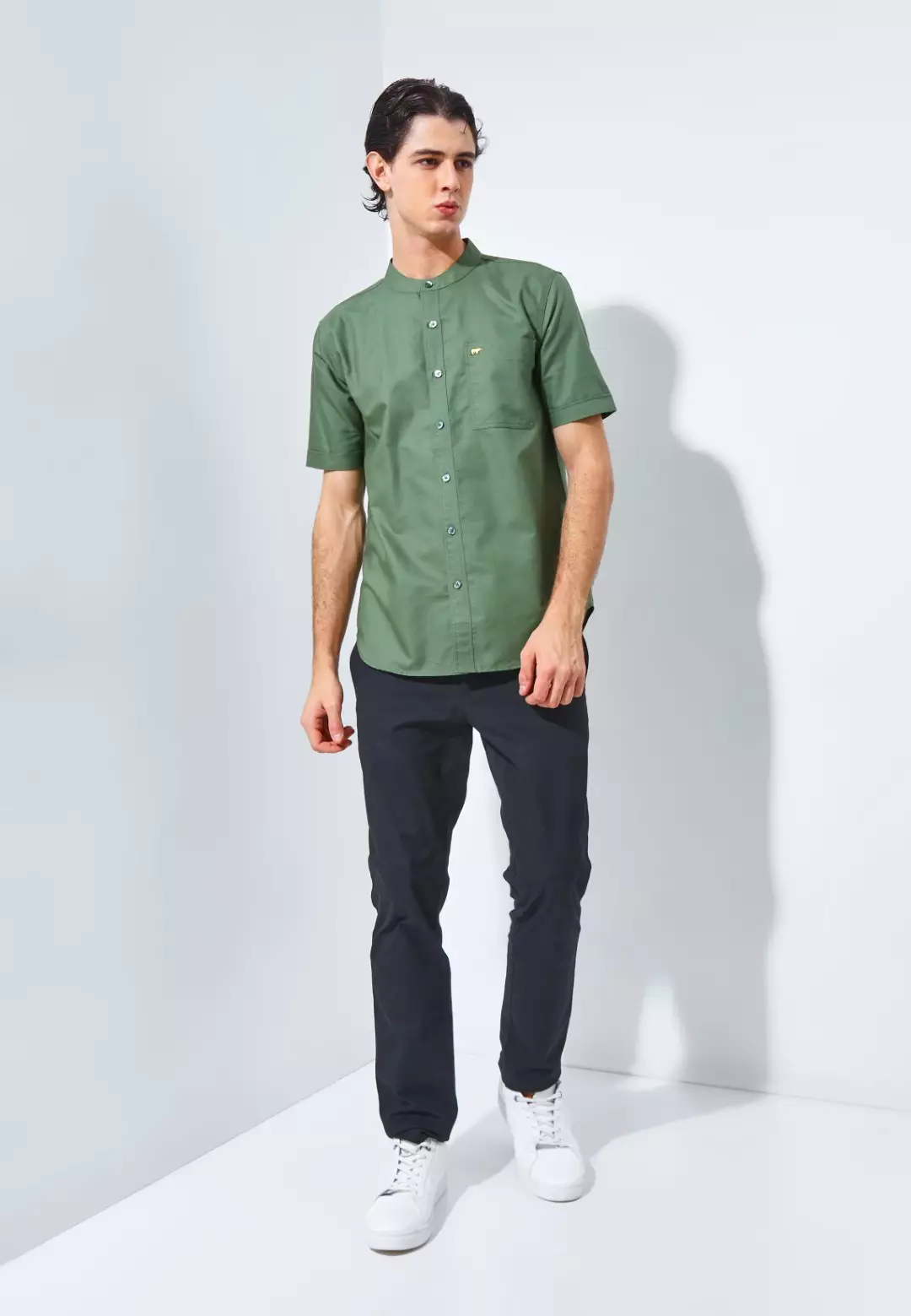 Jack Nicklaus Volga Kemeja Shanghai Pria Pendek Slim Fit Green