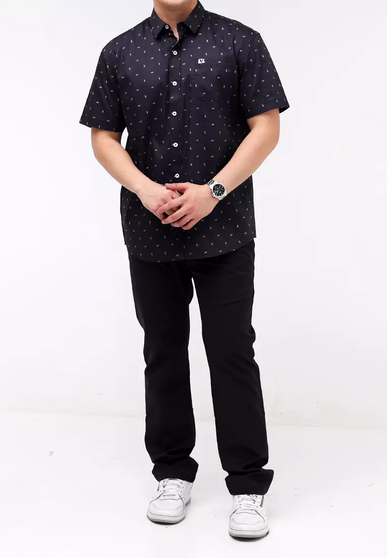 Woven Printed Poplin Short Sleeves Polo