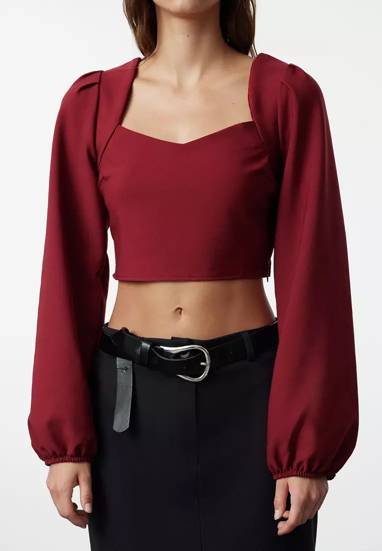 Cropped Balloon Sleeves Top